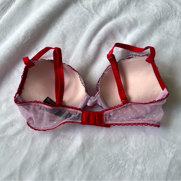 Victoria’s Secret • Very Sexy Lace Push-Up Bra • Pink & Red Mesh • Size 32B - Picture 4 of 13